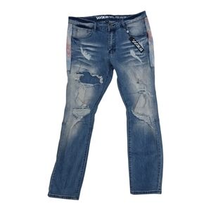 NWT M.LAB Slim Cause Fit Men's Denim Distressed Jeans Blue